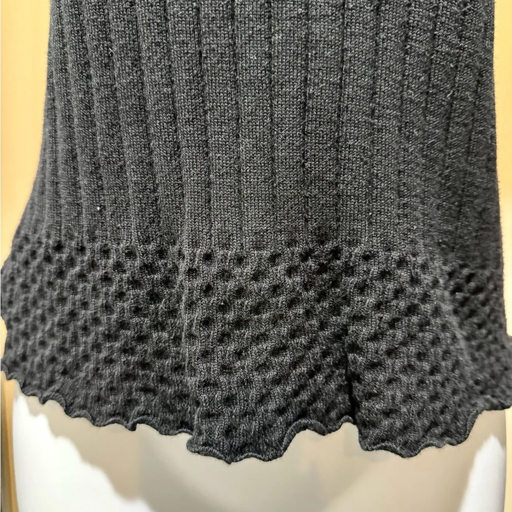 Caslon Black Ribbed Turtleneck Waffle Hem Sweater Size MP - Picture 5 of 13